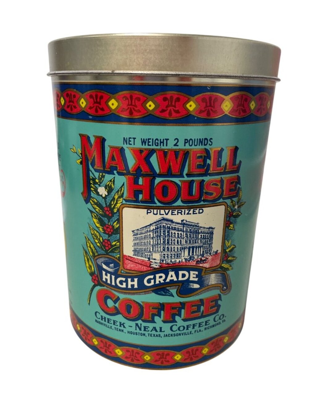 Vintage Maxwell House Coffee Tin 2 Lb High Grade Cheinco Reproduction Canister